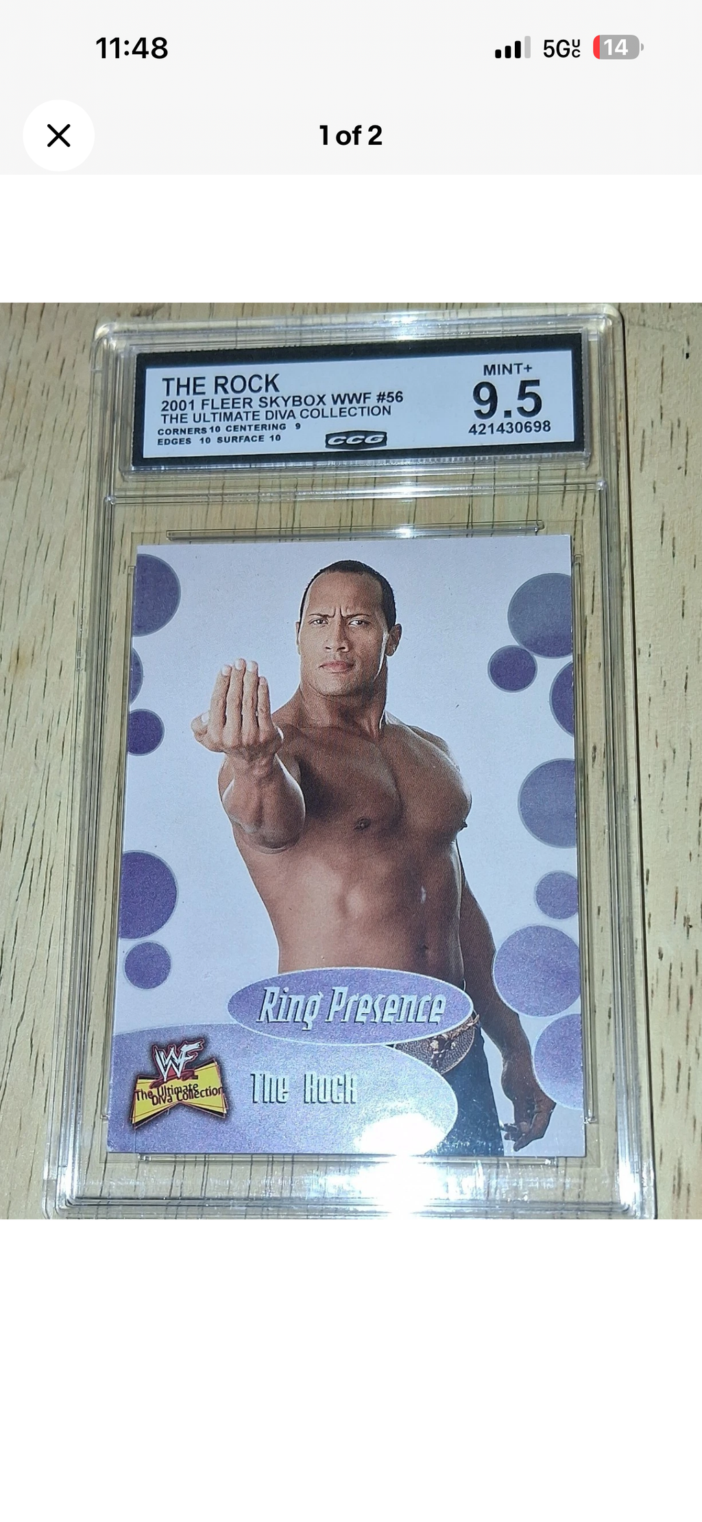 2001 Fleer SkyBox WWF The Ultimate Diva Collection The Rock #56 Ring Presence CCG 9.5 Mint+